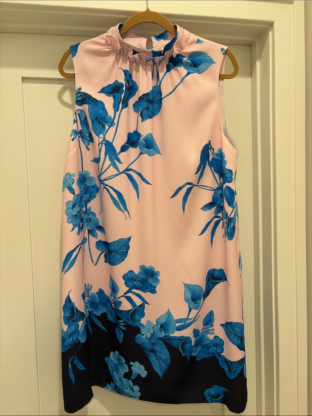 Ted Baker - Sleeveless Pink Dress with Blue Floral Print